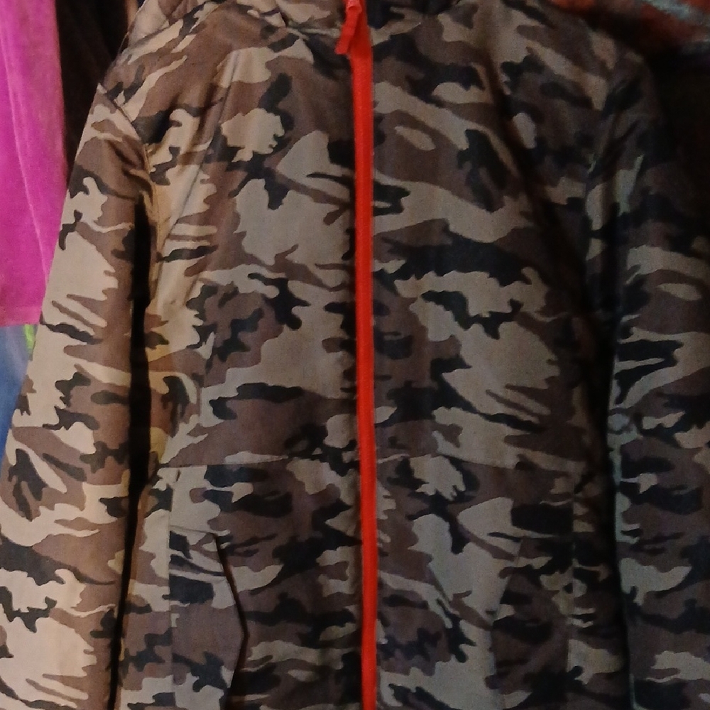 Athletech Kids Camo Puffer Jacket with Red Zipper